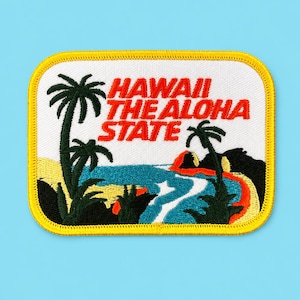 Vintage Style Hawaii Aloha State Iron-On Patch 4x3 inches Collectible Souvenir Embroidered Badge