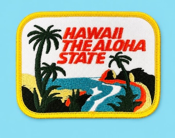 Vintage stijl Hawaii Aloha State opstrijkpatch 4 x 3 inch collectible souvenir geborduurde badge