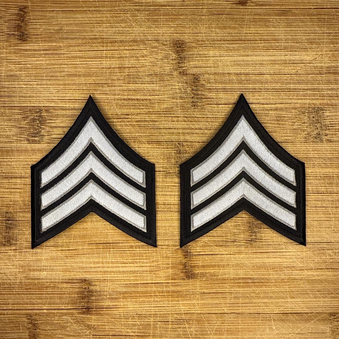 Sergeant Rank Patches – Gray on Black FTO Chevrons – 2-piece Set 4
