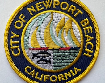 City of Newport Beach California Patch - 3-Zoll-Gestickter Souvenir Aufnäher – Segelboote und Wellen Aufnäher (in Sets erhältlich)