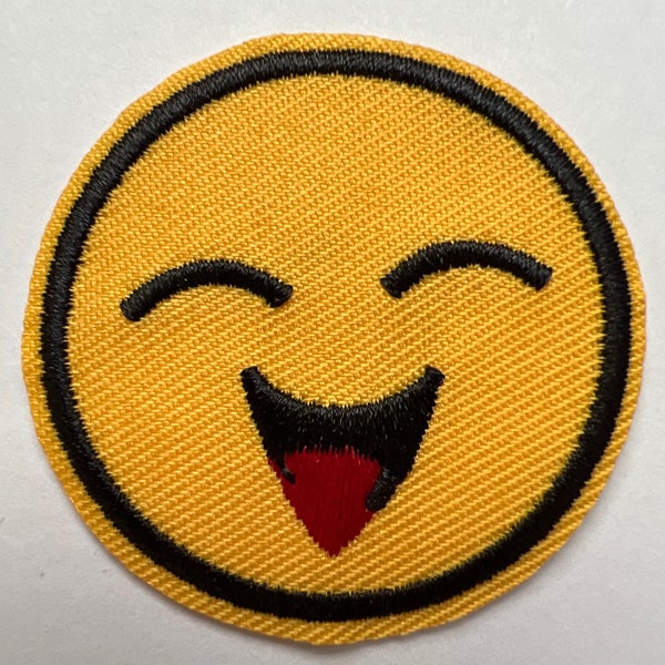 Smiley Face Joyful Design Happy - Spread the Smiles with our Iron / Sew On Emoji Patch 1.75"