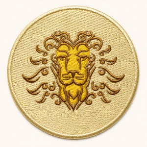 Leo Zodiac Lion Iron-On Patch – Embroidered Astrology Applique 3.5″