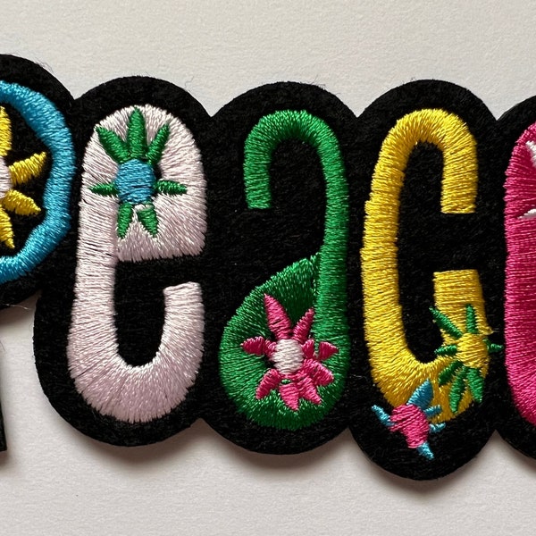 Peace Flower Power Rainbow Love Prosperity Pride Iron On Patch 3.75 Inches