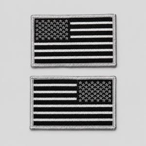 Amerikanische Flagge Patch (schwarz/grau) 3.5x2 - USA subdued, Aufnäher oder Klettverschluss, vorn rechts / links taktischer Patch für Hüte, Westen und Hüte
