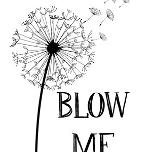 Blow Me Dandelion 4x3 Inch Vinyl Sticker Humorous Sarcastic Funny