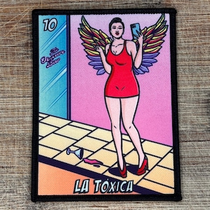 Parche termoadhesivo de La Tóxica Lotería: aplique mexicano de 10 x 7,5 cm para chaquetas, mochilas y ropa DIY