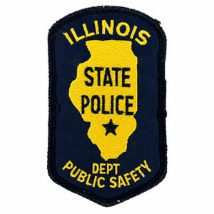 Vintage politiebadge van de staat Illinois – Geborduurd politie-insigne van het ministerie van Openbare Veiligheid, 5 x 3 inch.