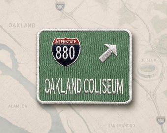 Oakland Coliseum 880 Freeway Schild Aufnäher 3.5x3 Bügelbild California Emblem