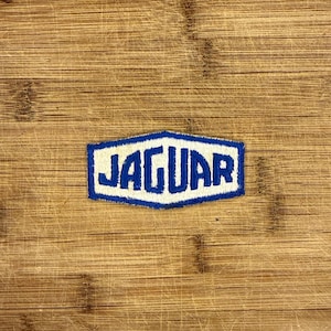 Vintage Jaguar Car Patch – 3.25x1.25&quot; Sew-On Embroidered Auto Patch – Classic Automotive Collectible for Jackets, Vests & Bags