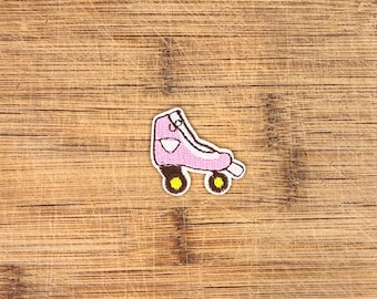Roze rolschaatspatch 1,5 inch opstrijkbare appliqué geborduurde retro girly-badge voor jassen, tassen, hoeden