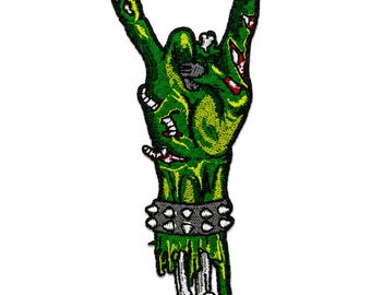 Naszywka Punk Zombie Hand Patch Horror Metalowe rogi do prasowania 4 x 1 cal