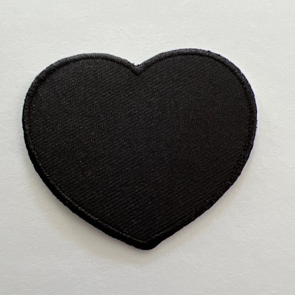 Black Heart Patch Iron on Appliqué Easy Apply 2.5 Inches