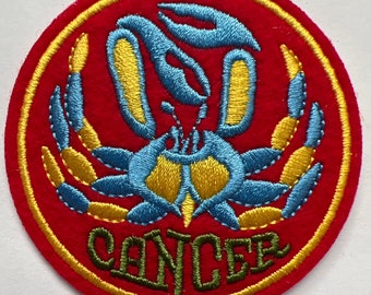 Cancer Astrology Sign Horoscope Iron On Patch 2.75 inches