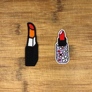 Iron On Patch Lipstick Patch – Embroidered Makeup Patch for Hat Jacket, Esthetician Cosmetology Gift