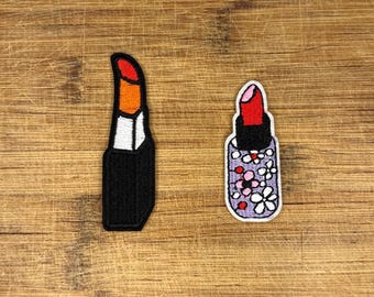 Toppa termoadesiva per rossetto – Toppa per trucco ricamata per cappello e giacca, regalo per estetista e cosmetologia