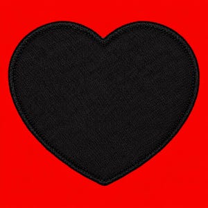 Heart Patch 2.5x2in – Black Embroidered Iron On (Sew On) Jackets, DIY Crafts, Gothic Fashion, Minimalist Decor, Punk