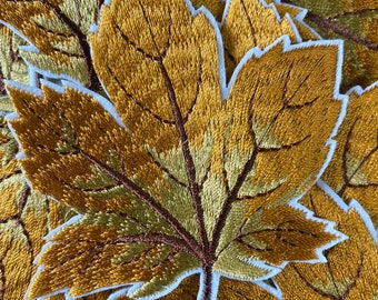 Orange Fall Maple Leaf Iron-On Appliqué Patch 3x3" - Autumn Decorative Leaves