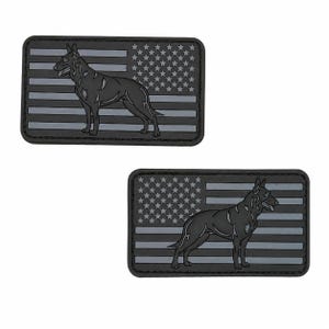 Deutscher Schäferhund PVC Patch - 9,5 x 5,0 cm Taillieren K9 Amerikanische Flagge - Klettverschluss