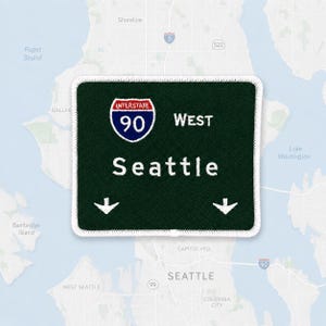 Washington Patch Seattle Road Sign Street Travel Souvenir City Highway Interstate Iron On Embroidered 3.5x3in