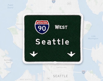 Washington Patch Seattle Road Sign Street Travel Souvenir City Highway Interstate Iron On Embroidered 3.5x3in