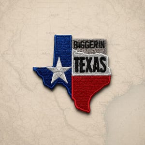 Écusson Texas - Écusson d'État brodé thermocollant - Design texan plus grand - Souvenir de Lone Star 2,25 pouces
