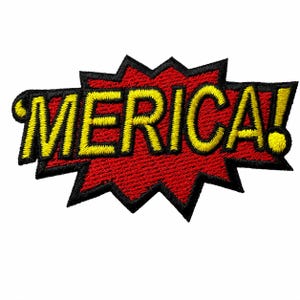 Merica American Patriot Iron On Word Design Patch 2.75 Inches Show Your Patriotism
