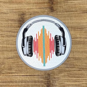3D Colorful DJ Headphone Iron-On Patch Silicone Fabric Appliqué Music Lover Gift 3 Inches