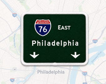 Philadelphia Patch – Interstate 76 East Highway Sign Iron-On Embroidered Pennsylvania Travel Souvenir 3.5x3in
