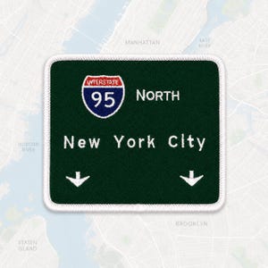 New York City Patch NYC Road Sign Interstate 95 Travel Souvenir Iron On Embroidered 3.5x3in