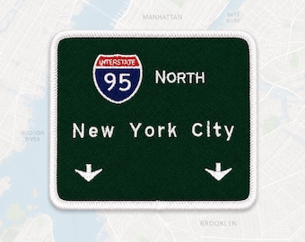 New York City Patch NYC Road Sign Interstate 95 Travel Souvenir Iron On Embroidered 3.5x3in