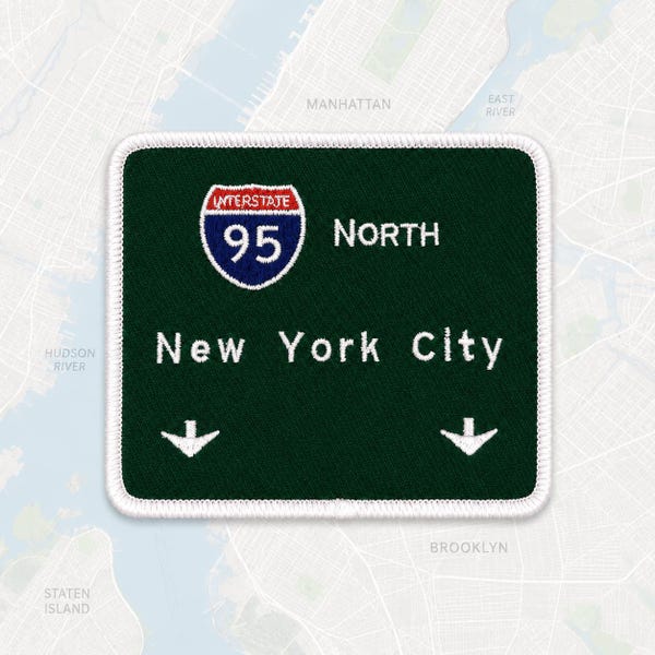 New York City Patch NYC Straßenschild Interstate 95 Reise Souvenir Aufbügler gestickt 3,5 x 3 in