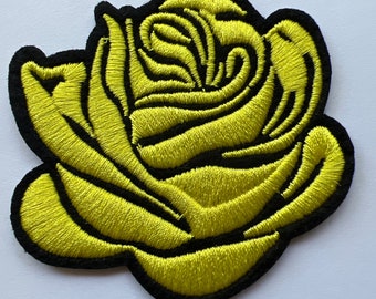 Yellow Rose Flower Embroidered Iron On Appliqué Patch 3 Inches