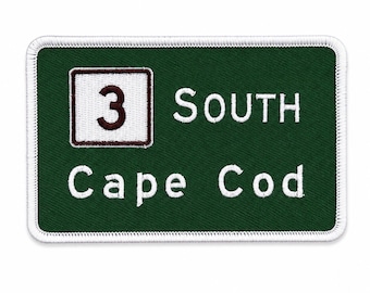 Naszywka Cape Cod z napisem Route 3 Highway, haftowana naszywka z pamiątkami z podróży w Massachusetts, 4 x 2,5 cala