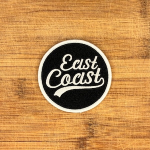 East Coast Embroidered Patch – 3" Round Iron-On Travel Badge for Jackets, Backpacks, Hats, and More