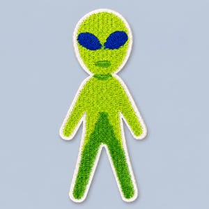 Alien Patch Cute UFO Funny Cartoon Space Iron On Embroidered 3.25x1.5in