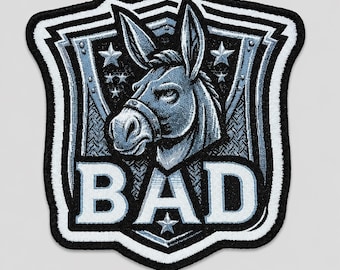 Badass Donkey opstrijkpatch 3,5-inch geborduurde appliqué grappige dierenbadge