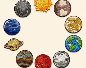 Solar System Iron-On Planet Patches – Space Embroidered Patches – Choose Your Planet – 3in NASA Galaxy Patches