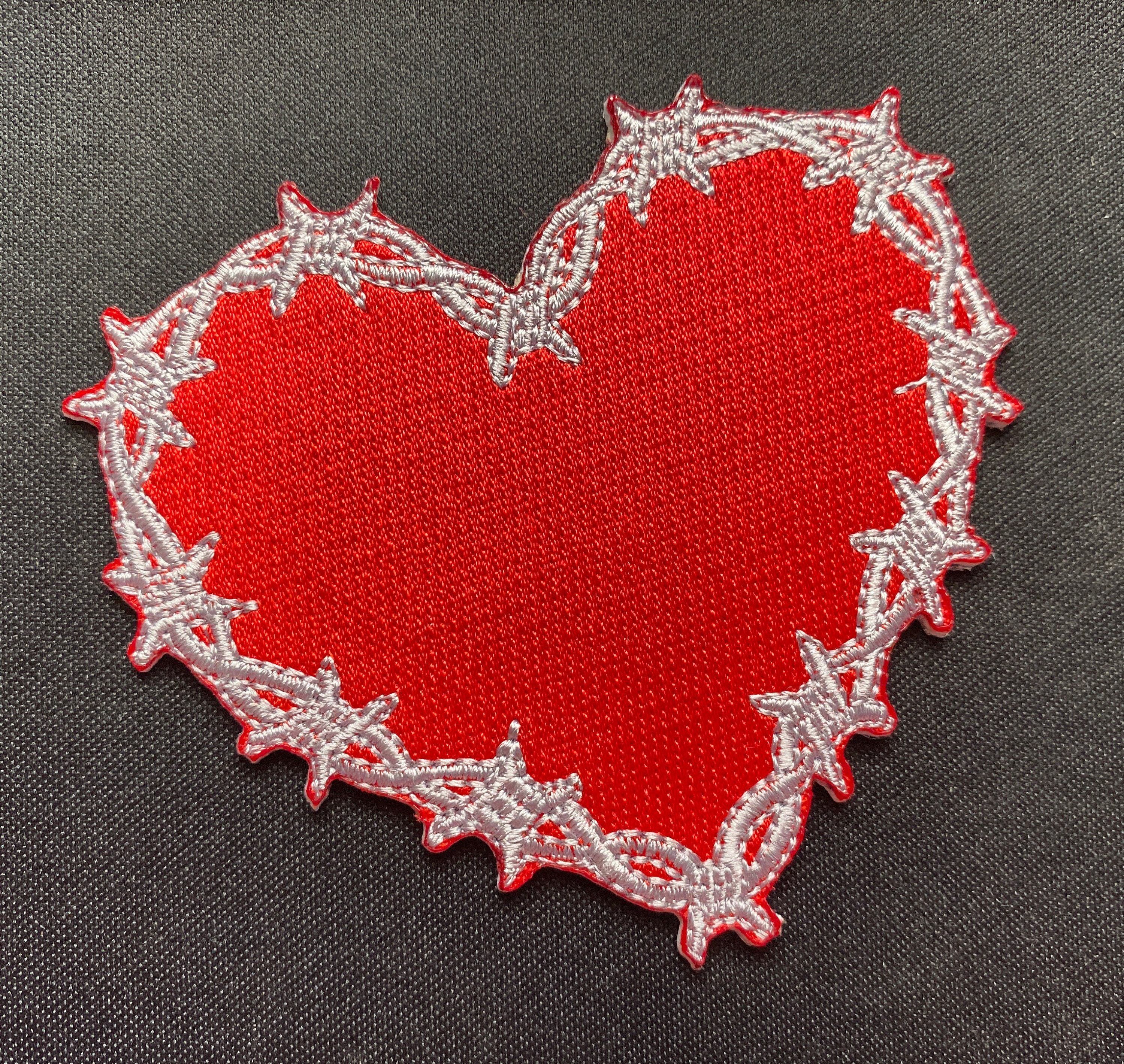 MISDONR 3pcs Red Heart Embroidered Iron on Patches for Clothing Jackets Backpacks 2.7x2.8 inch