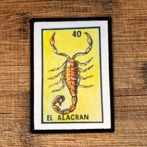 Alacran Loteria Mexican Game Card Iron On Patch 3.5 x 2.5 Inches