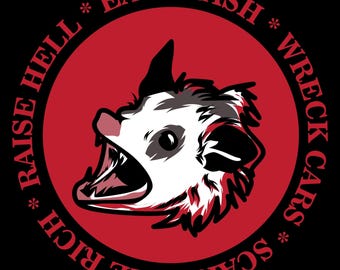 Funny Possum Sticker – 4" Vinyl Decal “Raise Hell Eat Trash” Waterproof Trash Animal Humor