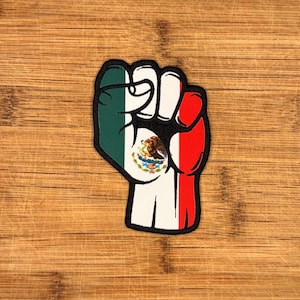 Mexican Flag Fist Iron-On Embroidered 4x2.75in | Mexico Pride Heritage | Raised Fist Patch