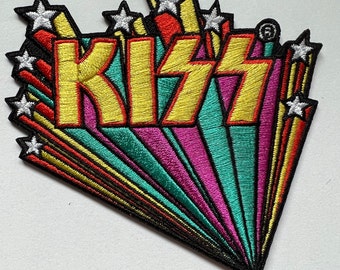 KISS Star Banner Patch Licensed Iron-On Rock Star 3.5 Inches