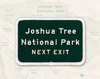 Joshua Tree Patch – National Park Road Sign, 3.5x2.5in Embroidered Iron On California Desert Hiking