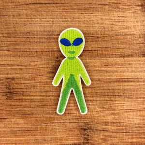 Alien Patch Cute UFO Funny Cartoon Space Iron On Embroidered 3.25x1.5in