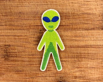 Alien Patch Cute UFO Funny Cartoon Space Iron On Embroidered 3.25x1.5in