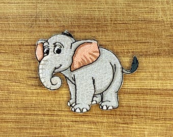 Toppa a forma di elefante da 2,5" – Applique ricamata a forma di animale da applicare con il ferro da stiro per giacche, cappelli e zaini