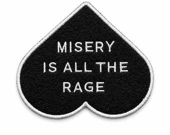 Schwarzes Herz Aufnäher Appliqué 3 Inches Misery Is All The Rage