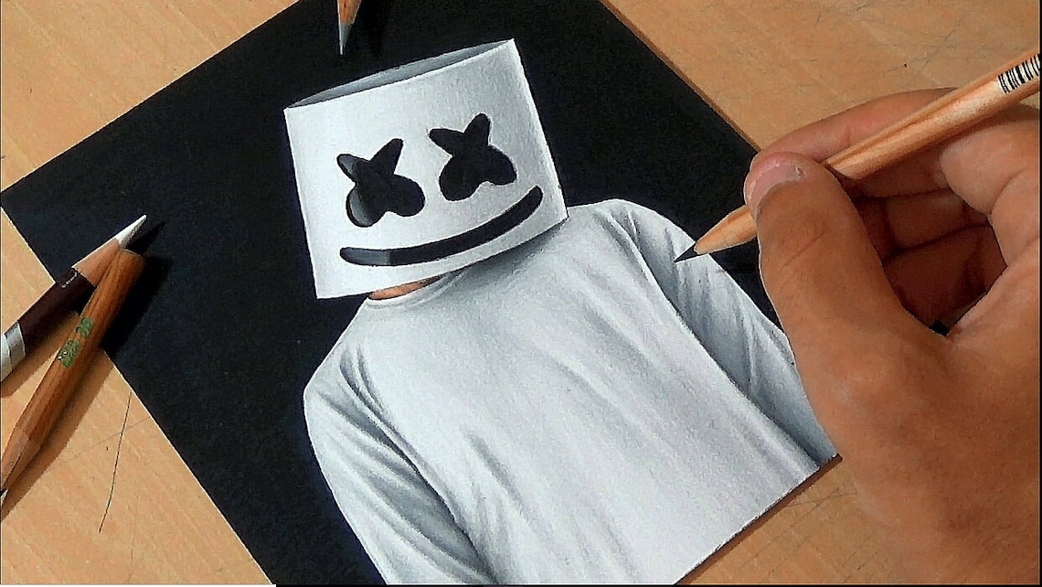 Marshmello Drawing Etsy