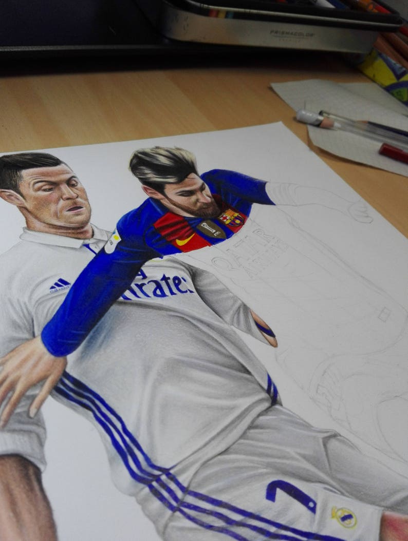 Как нарисовать месси и роналду поэтапно