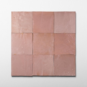 Handmade Moroccan Zellige 4x4 Blush Pink Terracotta Tile - Sample